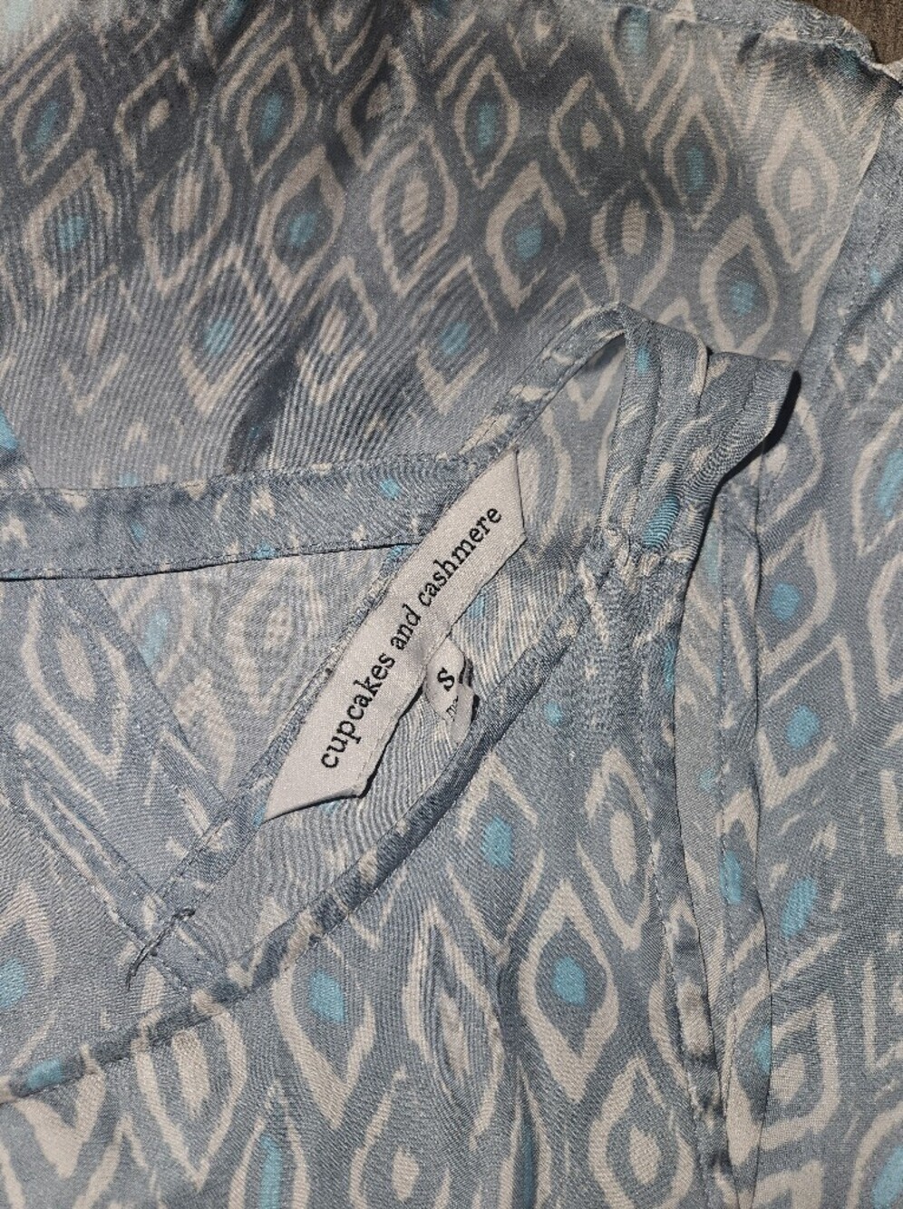 Light Blue Geometric Racerback Split Back Tank Top - Picture 3 of 5